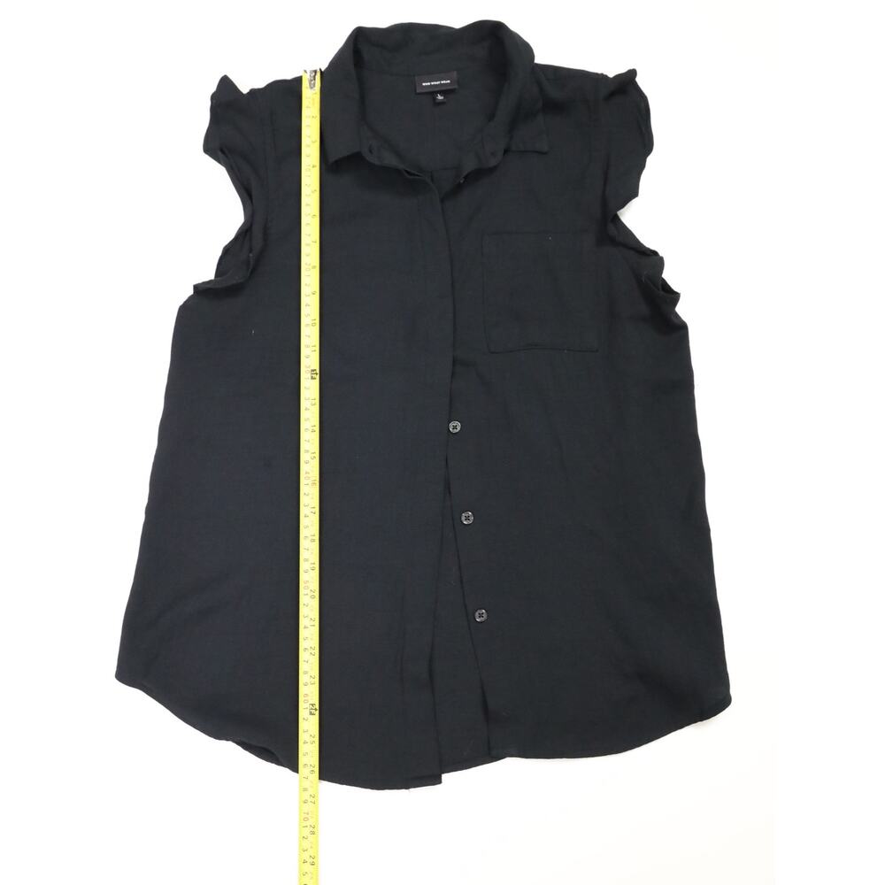 Who What Wear Black Sleeveless Blouse Ruffle Sleeve Lightweight Flowy Minimalist - Picture 8 of 10